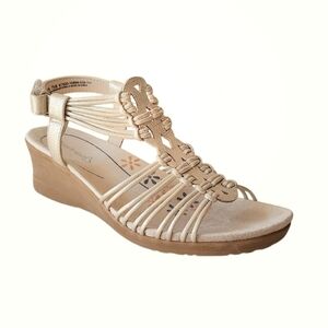 Baretraps Taren Gold Metallic Strappy Wedge Sandals Angelcore Fairycore